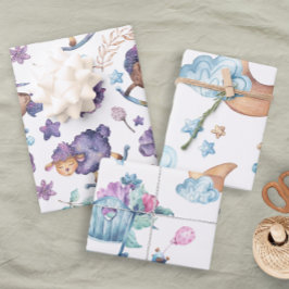 Hoja De Papel De Regalo Fun Cute Lullaby Moon Sheep Nubes Bebé