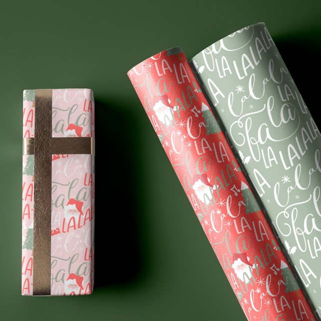 Hoja De Papel De Regalo Fun Fa La La Navidades Carol Script Santa Claus (Fun Fa La La Christmas Carol Script Santa Claus Wrapping Paper Sheets)