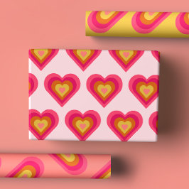 Hoja De Papel De Regalo Fun Groovy Retro Hearts