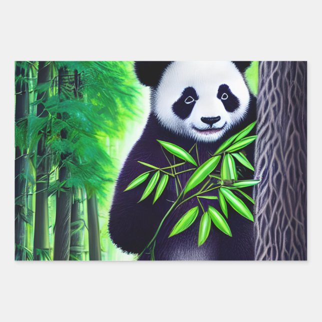 Hoja De Papel De Regalo Fun Little Panda Bear (Anverso)