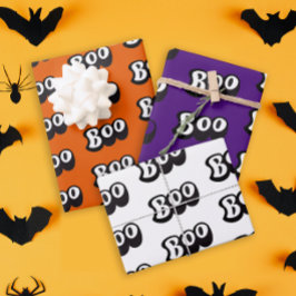 Hoja De Papel De Regalo Fun moderno Boo colorido Halloween Noche Typo
