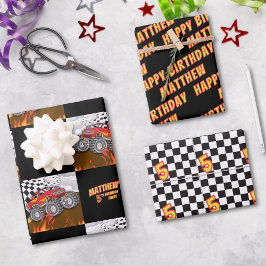 Hoja De Papel De Regalo Fun Monster Truck Birthday