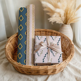 Hoja De Papel De Regalo Fun Naranja rosa azul floral geométrica