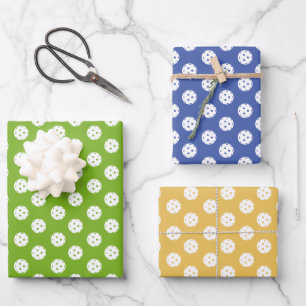 Hoja De Papel De Regalo Fun Pickleball Pattern Blue Green Naranja