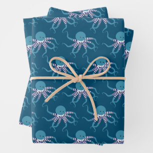 Hoja De Papel De Regalo Fun Retro Swimsuit Octopus Animal
