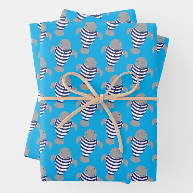 Hoja De Papel De Regalo Fun Swimsuit Manatee Animal (In situ)