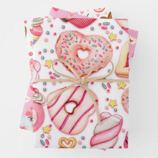 Hoja De Papel De Regalo Fun Valentine's Day Hears, Sweets & Gnomes 