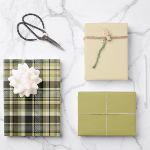 Hoja De Papel De Regalo Funda tartán amarillo-marrón.