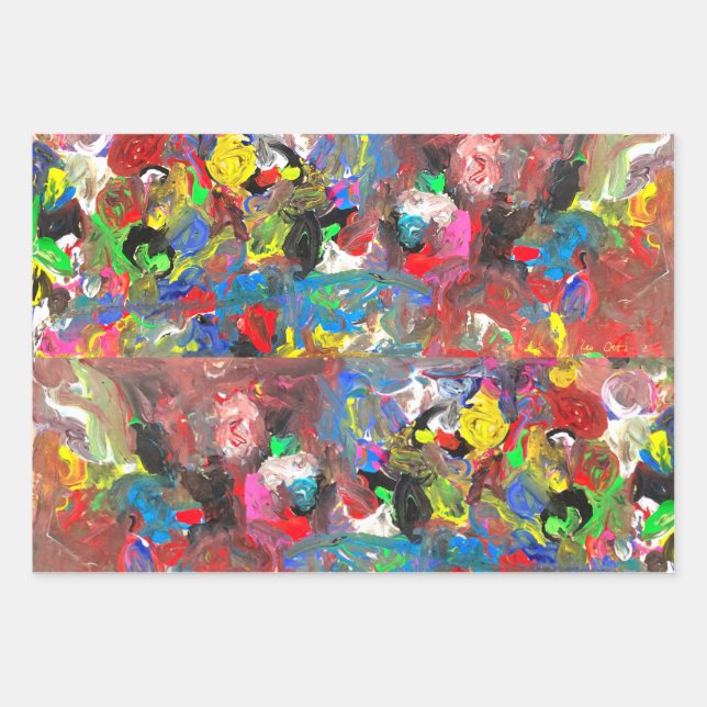 Hoja De Papel De Regalo Funky Abstract Joyful Colorful (Anverso)