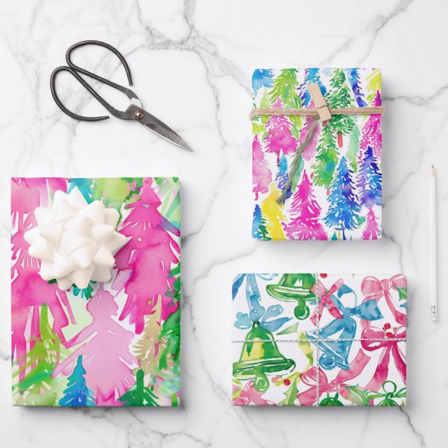 Hoja De Papel De Regalo Funky Brights Navidades Them (Anverso)