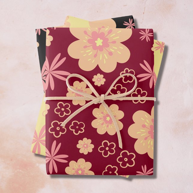 Hoja De Papel De Regalo Funky Floral Retro Pattern (Subido por el creador)