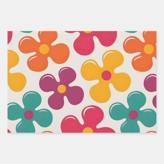 Hoja De Papel De Regalo Funky Florals (Anverso)