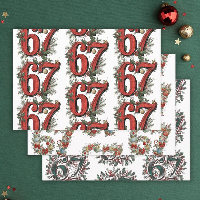 Hoja De Papel De Regalo Funny 6 7 Brainrot Meme Christmas Set of 3 (Funny 6 7 Brainrot Meme Christmas Set of 3 Wrapping Paper Sheets
)