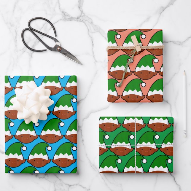Hoja De Papel De Regalo Funny Black Elf Face (Anverso)