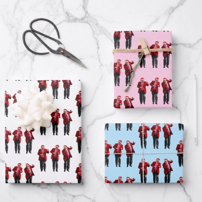 Hoja De Papel De Regalo Funny Donald Trump bailando como Navidades del pre (Anverso)