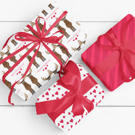 Hoja De Papel De Regalo Funny El día de San Valentín Cute Whimsical Moose 