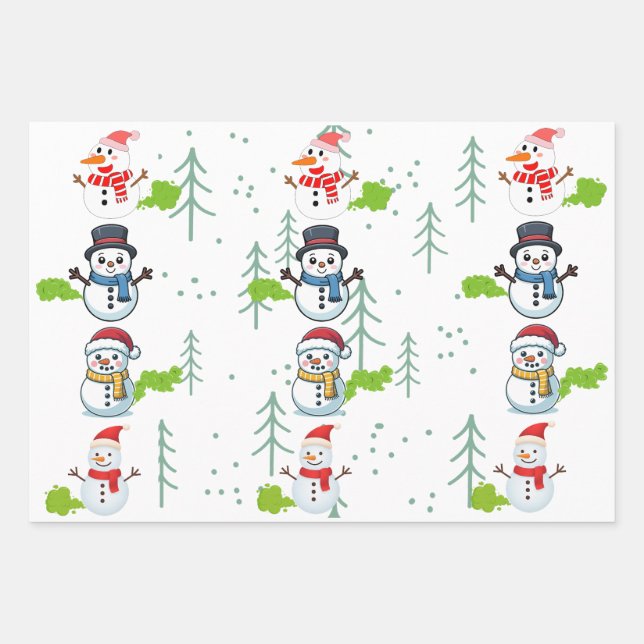 Hoja De Papel De Regalo Funny Farting Snowmen Christmas (Anverso)