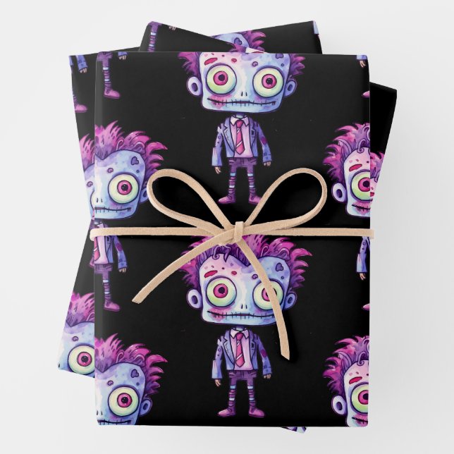 Hoja De Papel De Regalo Funny Frankenstein Monster Halloween Fun Pattern (In situ)