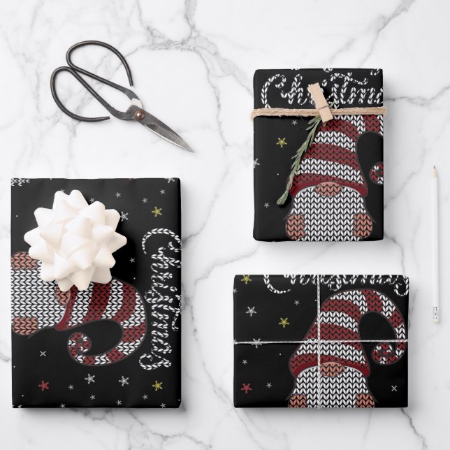 Hoja De Papel De Regalo Funny Gnome Merry Christmas (Anverso)