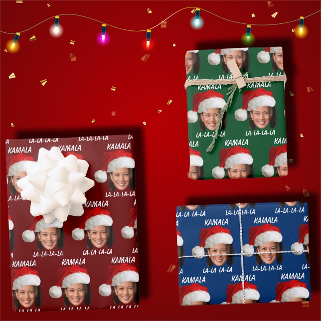 Hoja De Papel De Regalo Funny Kamala Harris Navidades de Santa Hat (Subido por el creador)