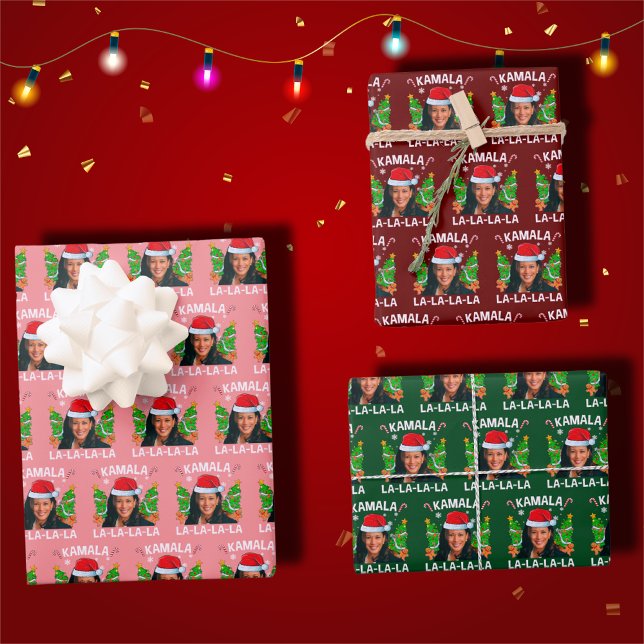 Hoja De Papel De Regalo Funny Kamala Harris Navidades rosados (Subido por el creador)