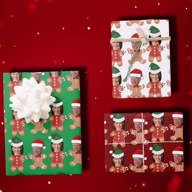 Hoja De Papel De Regalo Funny Kamala Harris Walz Face Gingerbread (Subido por el creador)