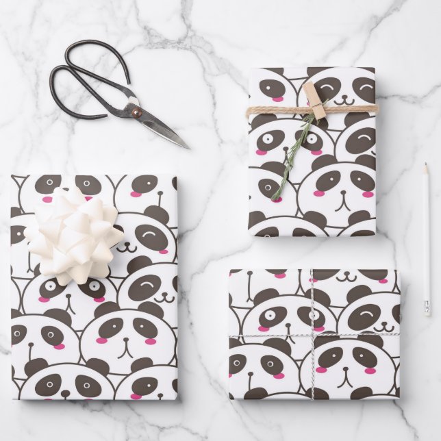 Hoja De Papel De Regalo Funny Panda Bear Doodle (Anverso)