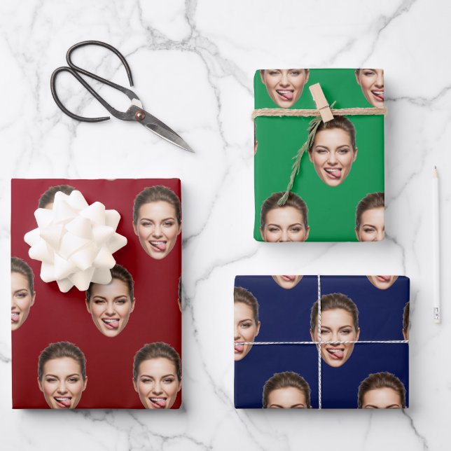 Hoja De Papel De Regalo Funny Personalizado Face Personalized Gift Wrap (Anverso)