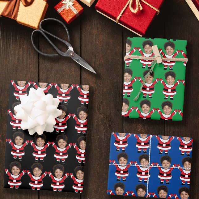 Hoja De Papel De Regalo Funny Personalizado Face Photo Santa Head personal (Subido por el creador)
