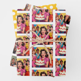 Hoja De Papel De Regalo Funny Retro Pop Art Birthday Party Surprise