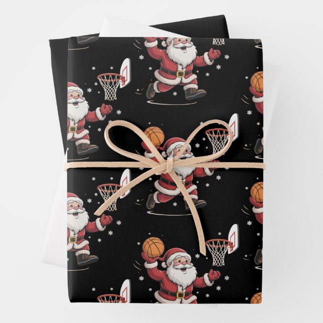 Hoja De Papel De Regalo Funny Santa Playing Basketball Christmas Gift Xmas (In situ)