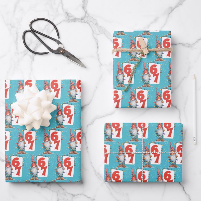 Hoja De Papel De Regalo Funny Six Seven 67 Kids Christmas (Anverso)