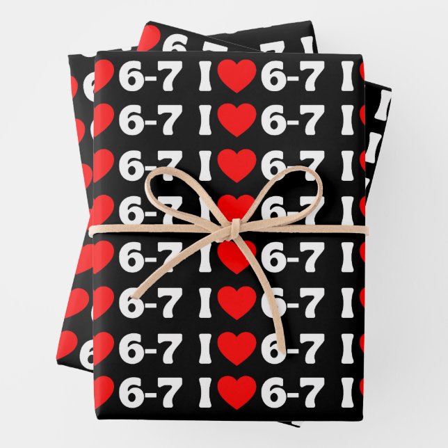 Hoja De Papel De Regalo Funny Six Seven Meme “I Love 6-7” Pattern (In situ)