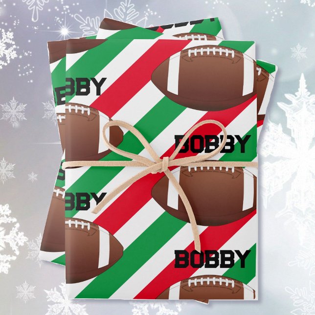 Hoja De Papel De Regalo Fútbol Añadir nombre Navidades Diversión Rojo y Ve (Subido por el creador)