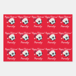 Hoja De Papel De Regalo Fútbol personalizado navidad    Santa Wra