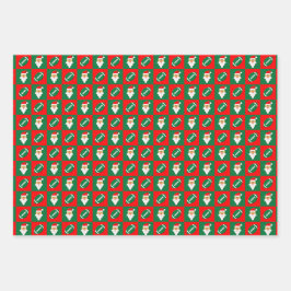 Hoja De Papel De Regalo Fútbol rojo y verde y Navidades de Santa Matanza