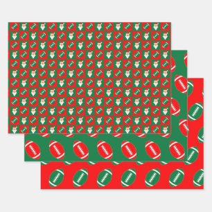 Hoja De Papel De Regalo Fútbol rojo y verde y Navidades de Santa Matanza