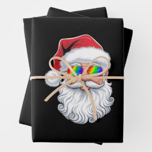 Hoja De Papel De Regalo Gafas de sol gay cara de Santa Navidad Xmas LGBTQ
