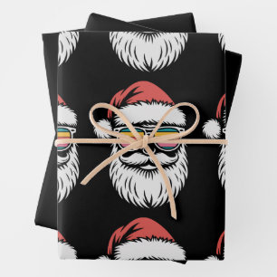 Hoja De Papel De Regalo Gafas de sol retro de Santa Claus vacaciones de Na