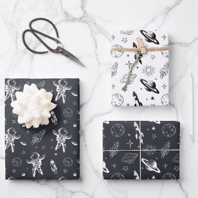 Hoja De Papel De Regalo Galaxia espacial y planetaria (Anverso)