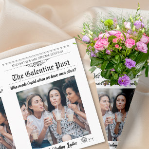Hoja De Papel De Regalo Galentines Day Periódico Flower Bouquet Photo