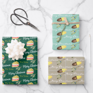 Hoja De Papel De Regalo Galleta De Biscuit Dibujada A Mano Navidad