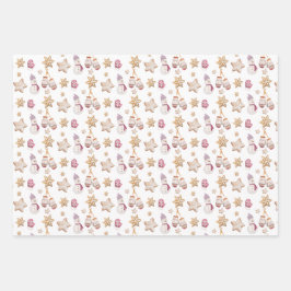 Hoja De Papel De Regalo Galletas de muñeco de nieve de acuarela lindas Art