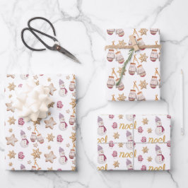 Hoja De Papel De Regalo Galletas de muñeco de nieve de acuarela lindas Art