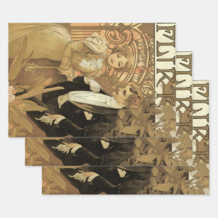 Hoja De Papel De Regalo Galletas Flirt Art Nouveau Vintage, Alphonse Mucha