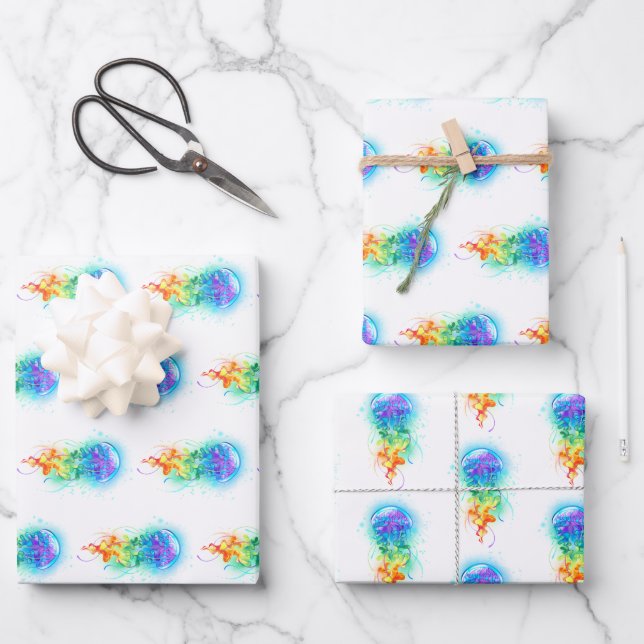 Hoja De Papel De Regalo Gallito arcoiris (Anverso)