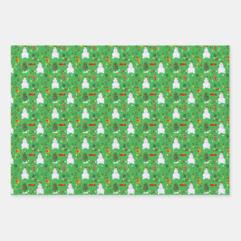 Hoja De Papel De Regalo Gallos de regalo de muñeco de nieve en árbol de Na