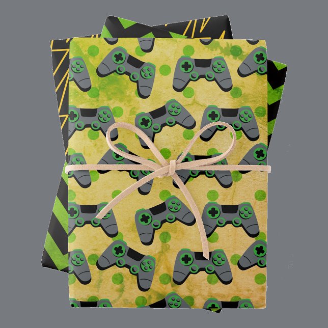 Hoja De Papel De Regalo Gamer 3 Grunge Birthday Giftwrap (Subido por el creador)