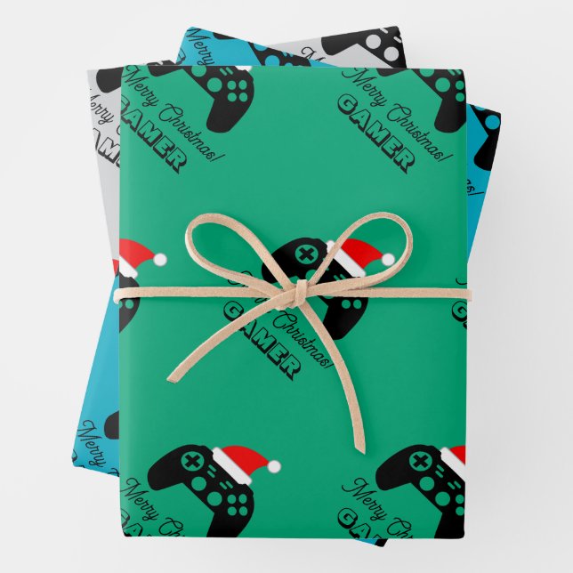 Hoja De Papel De Regalo Gaming controller for gamer custom Christmas gift (In situ)