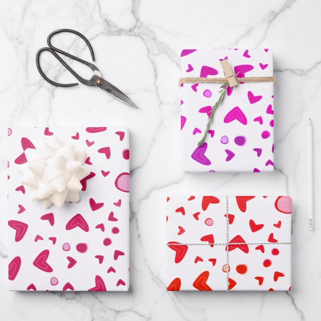 Hoja De Papel De Regalo Ganas de corazones rojos valentinos románticos (Anverso)